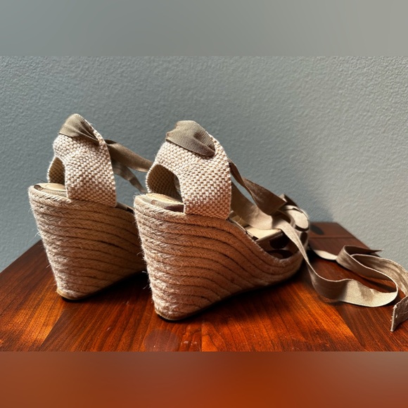 Coach Kellie Logo Ribbon Tie Espadrilles Closed Toe Wedges Sandals Raffia Shoes - Picture 7 of 16